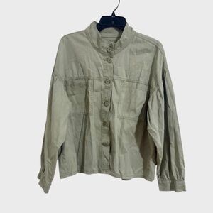 Sanctuary Standard Surplus Long Sleeve Button Front Jacket in olive green